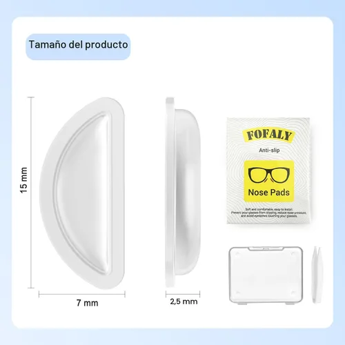 Vista 3 de Almohadillas para gafas, almohadillas antideslizantes de silicona para anteojos, almohadillas elevadas de 2,5 mm con forma de airbag, cómodas
