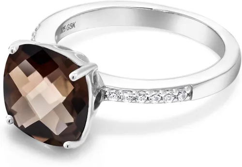Vista 86 de Gem Stone King Anillo de compromiso de plata de ley 925 con piedra preciosa de corte cojín de 0.39 pulgadas Anillo de compromiso de aniversario