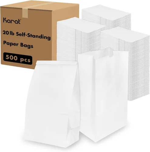 Vista 15 de Karat 1/8 Barrel Brown Kraft Paper Grocery Bags, 10.1x6.8x14.4 in, 500ct