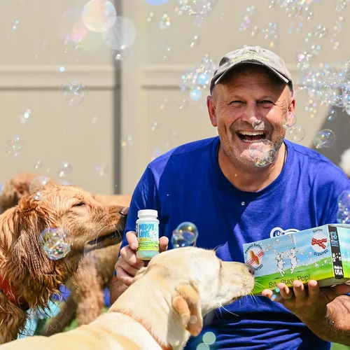 Vista 7 de Atomic Bubbles: Amor de Cachorro Burbujas: Paquete de 2 con Aroma a Tarta de Manzana - Botellas de 4oz, Juguetes Interactivos para Perros, Seguros
