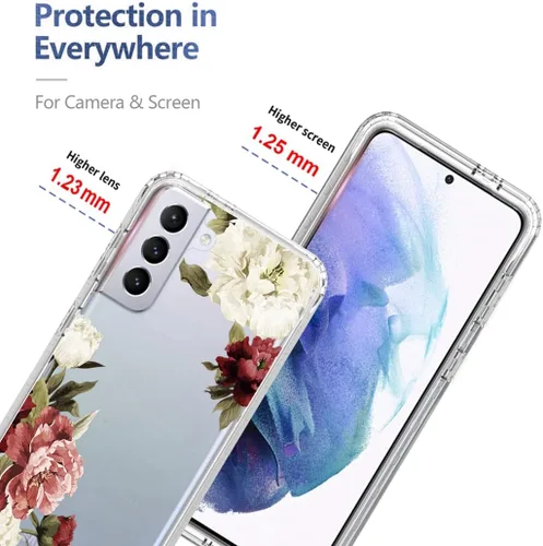 Vista 2 de Funda para Samsung Galaxy S21 Plus 5G, Samsung S21+ SM-G996U con protector de pantalla de vidrio templado, funda protectora de cuerpo completo