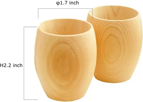 Vista 2 de EDOYA Hinoki - Juego de 2 tazas de madera para sake, fabricadas en Japón