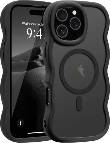 Vista 127 de Pepmune - Funda para iPhone 12 Pro Max con marco ondulado y estructura rígida, color mate claro, cubierta trasera unisex, compatible con Magsafe