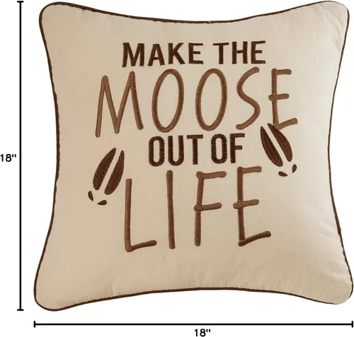Vista 3 de C&F Home Almohada de alce fuera de la vida bordada beige de 18 x 18 pulgadas, almohada cuadrada tejida suave para sofá, cama, silla, algodón, 18 x