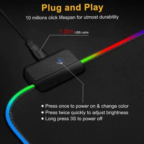 Vista 2 de Alfombrilla de mouse grande RGB Anime Alfombrilla de escritorio para juegos Gamer XXL Teclado Mause Pad LED Retroiluminación 900x400x4MM