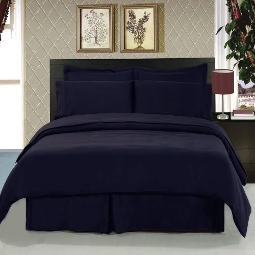 Vista 6 de Royal Hotel Bedding Juego de funda de edredón de algodón, tamaño matrimonial, color negro sólido con relleno de edredón, juego de edredón
