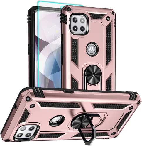 Vista 12 de Funda para teléfono Motorola One 5G Ace, Moto One 5G Ace con protector de pantalla HD, [grado militar de 16 pies probada en caídas], anillo Funda