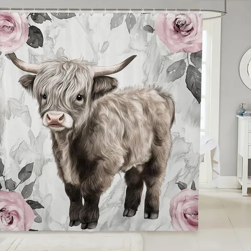Vista 11 de Cortina de ducha con diseño de calavera de azúcar para niños y niñas, cortina de baño con rosas y rosas, decoración de habitación femenina
