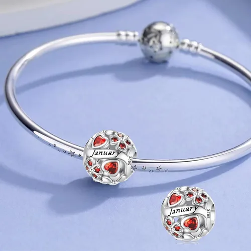 Vista 2 de Abalorio de Piedra Natal de Trébol de la Suerte 925 Plata de Ley para Pulseras y Collares de Pandora Joyería para Mujeres Regalos de Cumpleaños