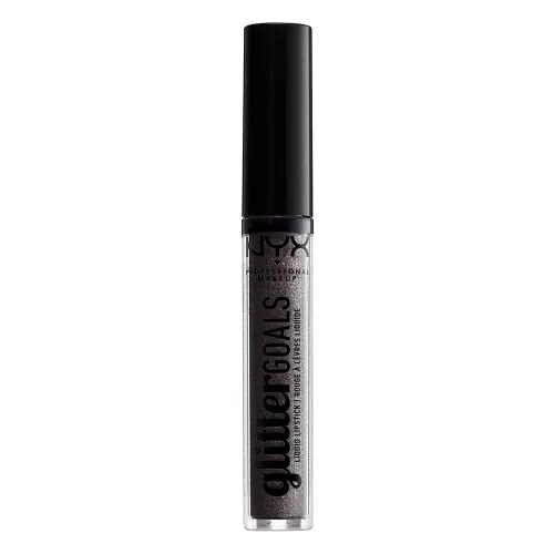 Vista 2 de NYX PROFESSIONAL MAKEUP Lápiz labial líquido Glitter Goals - Alienated (gris oscuro con purpurina plateada)
