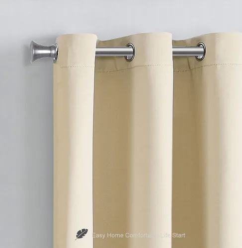 Vista 3 de WPM - Cortinas opacas de triple tejido, para oscurecer la habitación, 2 paneles para sala de estar, color beige, con aislamiento térmico y ojales