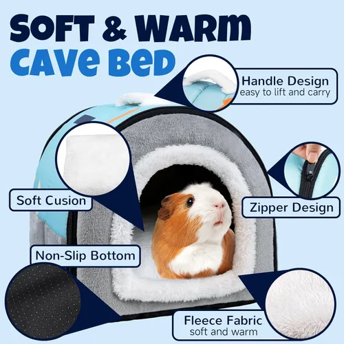 Vista 3 de Pet Soft Refugio para Cobayas, Cama Lavable para Cobayas Cómoda Casa Cueva para Animales Pequeños Accesorios para Conejos, Hámsteres, Ratas