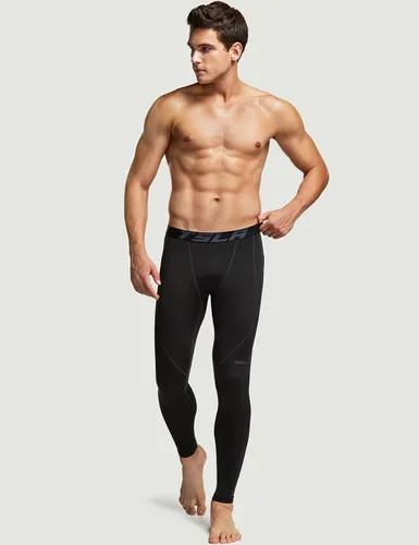 Vista 6 de TSLA - Paquete de 1 o 2 pantalones térmicos de compresión para hombre, leggings deportivos y mallas para correr pantalones para usar como primera