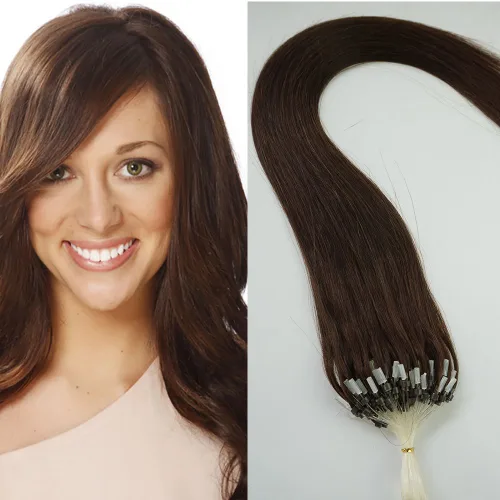 Vista 2 de 26" 50 g 100s Micro Anillo Bucle 100% cabello humano Extensiones Natural suave real Belleza recta pelo 100strands de regalo en uno Pack, 1
