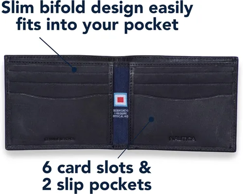 Vista 6 de Nautica Men's Sail Embossed Leather Bifold Wallet