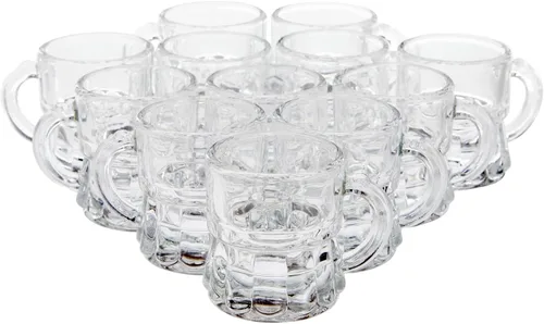 Vista 5 de Okuna Outpost Mini vasos de chupito con asas, juego de chupitos transparentes reutilizables, para servir mini chupitos con agarre seguro, recuerdos