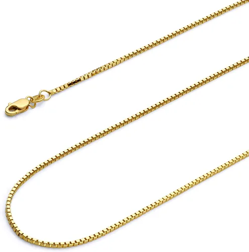 Vista 2 de The World Jewelry Center - Cadena de oro amarillo o blanco de 14 quilates, 1.1 mm, con cierre de mosquetón