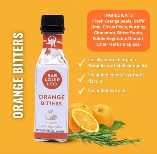 Vista 4 de Bablouie Combo de amargos aromáticos con especias y naranja, amargos sin alcohol (4 onzas líquidas cada uno), hecho a mano con hierbas y especias