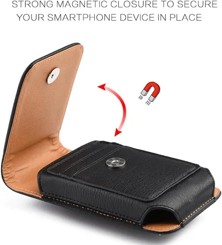 Vista 2 de Funda de cuero resistente con clip para cinturón, compatible con Samsung Galaxy Motorola Moto TCL Nokia iPhones Google Pixel OnePlus Sony Xperia