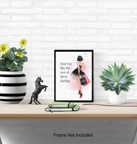Vista 5 de Arte de pared con cita – Decoración de pared glamorosa – Diseño de moda de lujo para habitación o decoración del hogar – Regalo de alta costura