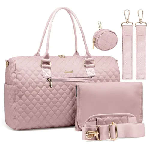 Vista 17 de LOVEVOOK - Bolso de pañales con estuche para chupete y cambiador, bolso grande de maternidad para hospital y viajes de fin de semana, bolso