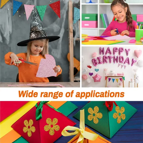 Vista 6 de Sukh 20 piezas de papel de cartulina con purpurina, papel de cartulina con purpurina A4, grueso, para manualidades, Halloween, Navidad, San