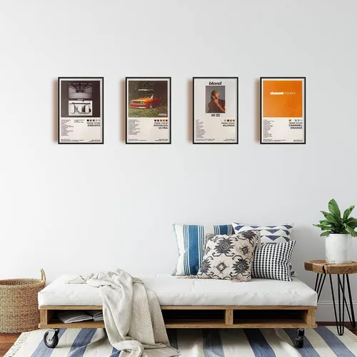 Vista 3 de ManRule Frank Ocean Posters Set de 4 carteles de portada de álbum 8 por 12 pulgadas Carteles de música para estética de habitación Arte de pared