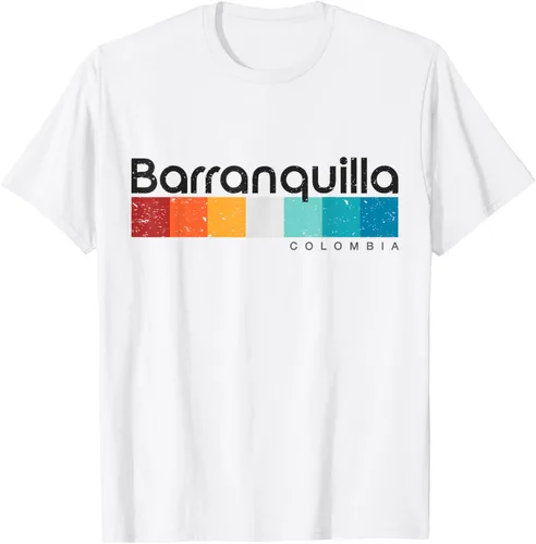 Vista 66 de Barranquilla Colombia - Camiseta de diseño vintage de estilo retro, Blanco, S