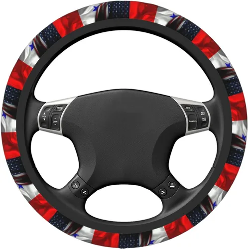 Vista 4 de Funda para volante con bandera de Panamá y bandera panameña para hombres y mujeres, antideslizante, elástica, gruesa, ajuste universal de 15 pulgadas