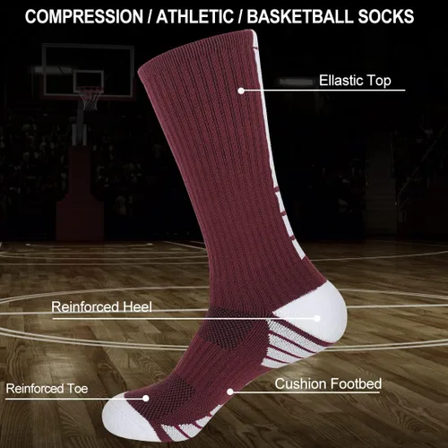 Vista 3 de Calcetines de baloncesto para hombre, 24 pares, calcetines deportivos acolchados a media pantorrilla para hombres, mujeres, niños y niñas
