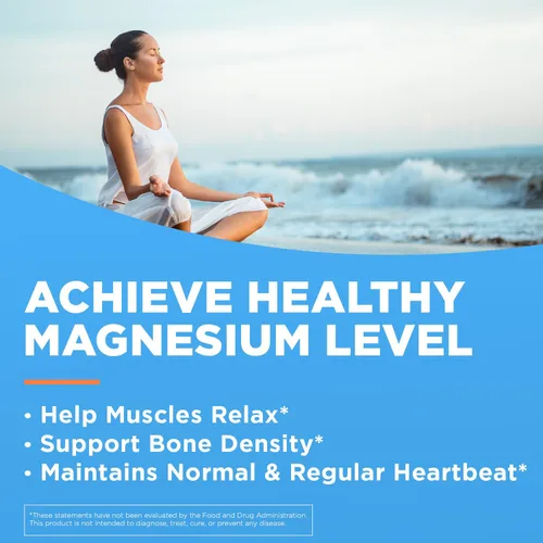 Vista 9 de Glicinato de magnesio de 480 mg - Suplemento de magnesio de alta absorción que ayuda al alivio del estrés, sueño, salud cardíaca, nervios, músculos