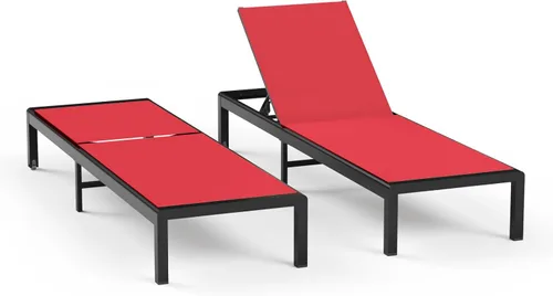 Vista 9 de Tumbona de aluminio para patio al aire libre con ruedas, color Caqui
