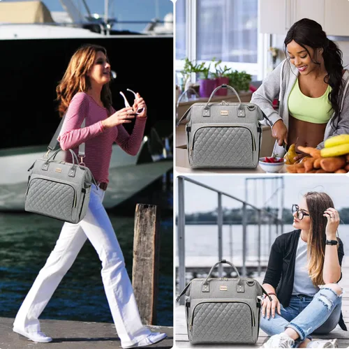 Vista 4 de Artelaris Bolsa de almuerzo aislada para mujeres y hombres, lonchera grande reutilizable, bolsas tipo tote refrigeradoras a prueba de fugas