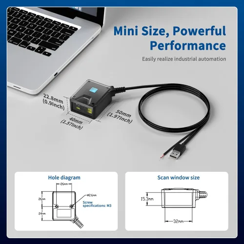 Vista 6 de NetumScan Motor de escaneo de código de barras fijo integrado 2D, lector de código de barras QR 1D 2D de grado industrial, escaneo de inducción