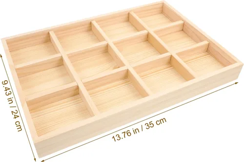 Vista 4 de EXCEART Bandeja de almacenamiento de joyas retro de 13.77 x 9.44 x 5.51 pulgadas, organizador de platos decorativos para anillos, collares