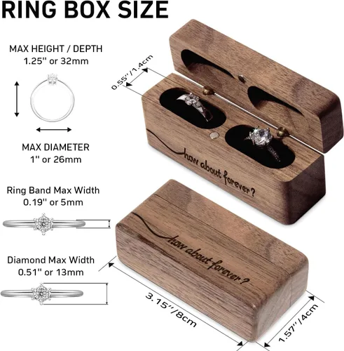 Vista 7 de Caja portadora de anillos de boda Propuesta delgada Caja de anillo ¿Qué tal para siempre?