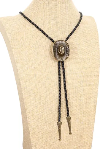 Vista 319 de Jeilwiy Corbata de bolo para hombre, corbata de vaquero occidental, collar de corbata de bolo dorado, corbata de cuero, corbata de Halloween