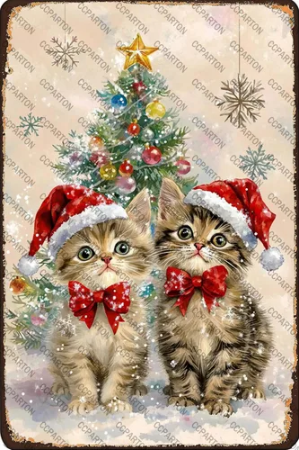 Vista 7 de CCPARTON Carteles de Feliz Navidad Graciosos Cartel de Hoja de Estaño para Decoración del Hogar Interior Jardín Patio Exterior Porche 8x12 Pulgadas
