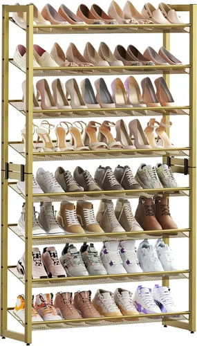 Vista 15 de SONGMICS ULMR03A organizador de zapatos con 3 estantes de metal apilables en dos posiciones (plano e inclinado) para armario, habitación o entrada