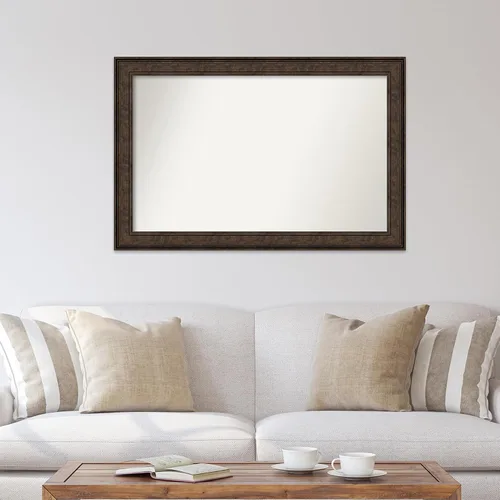 Vista 381 de Amanti Art Espejo de pared personalizado no biselado (25 x 25 pulgadas), marco de bronce acentuado, varios tamaños personalizados, espejo de baño