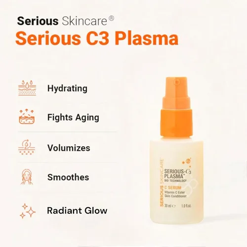 Vista 3 de Serious Skincare Suero de vitamina C para cara, suero facial antienvejecimiento con colágeno, vitamina E, cuidado hidratante de la piel