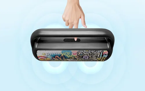 Vista 7 de Altavoces Bluetooth, altavoz inalámbrico portátil de 40 W de potencia máxima Boombox con luces de sonido HD, resistente al agua, tiempo