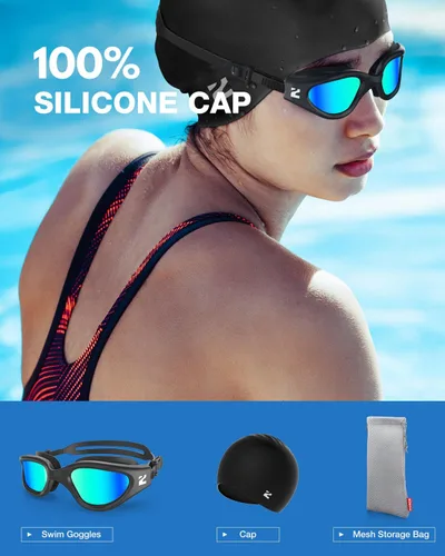 Vista 2 de ZIONOR Gafas de natación para adultos, G1 Air con protección UV antivaho y a prueba de fugas, ajuste cómodo para adultos, hombres y mujeres, incluye