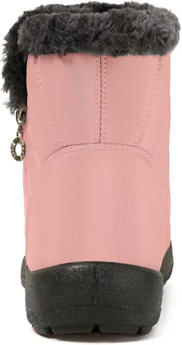 Vista 18 de Eagsouni Botas de nieve para mujer, botines de invierno para mujer, con forro de piel cálida, botines gruesos con cremallera, zapatos planos