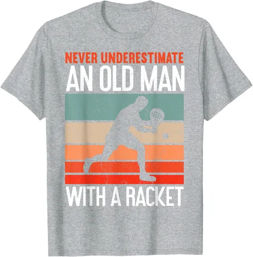 Vista 7 de Camiseta divertida de pádel "Never Underestimate An Old Man With A Racket, Negro