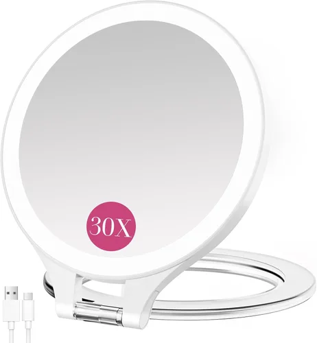 Vista 21 de FASCINATE Espejo de Aumento 10X 1X de Doble Cara con Magnificación Espejo de Tocador para Maquillaje Espejo Iluminado Recargable con 3