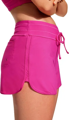 Vista 4 de CRZ YOGA Pantalones cortos de natación para mujer de 3 pulgadas, cintura alta, secado rápido, pantalones cortos de playa, pantalones cortos de baño