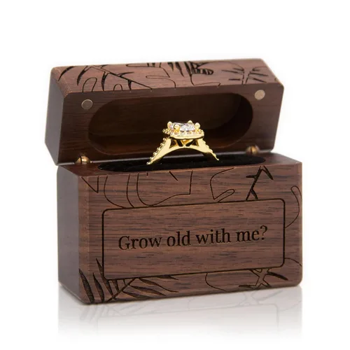 Vista 22 de MUUJEE You Are My Universe Engraved Wooden Ring Box, Slim Engagement Proposal Ring Holder, Wedding Ceremony Ring Bearer Box, Fiance Gift Ideas