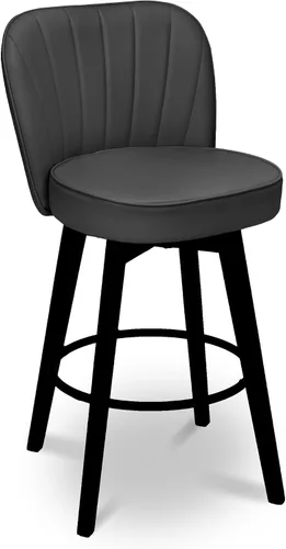 Vista 6 de MINCETA Juego de 2 taburetes de bar giratorios de 360°, taburete de bar de 26 pulgadas de altura de mostrador con respaldo de concha, silla de bar