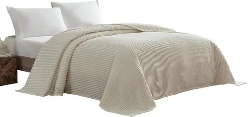 Vista 7 de Beatrice Home Fashions Colcha de chenilla Channel, King, color azul